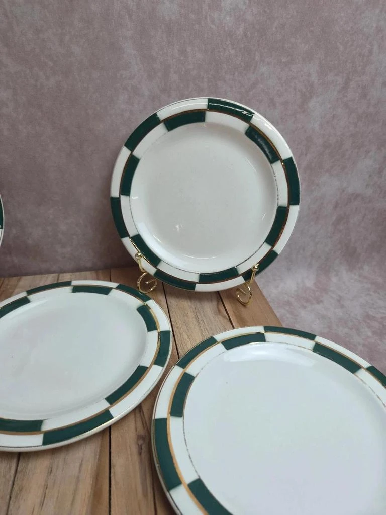 Lot de 10 assiettes a sobremesa Salins – Opaceline Jamier Vert – damier vintage – photo 6